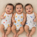 Muslin knotted jabla for Born Babys (Assorted Prints) - Combo 1