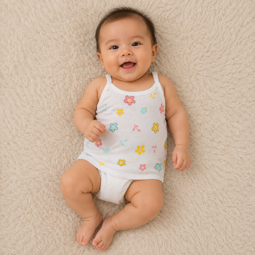 Muslin knotted jabla for Born Babys (Assorted Prints) - 1